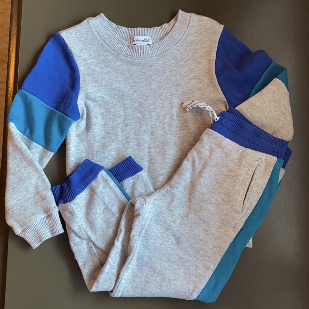 Splendid grey royal blue and turquoise sweatsuit